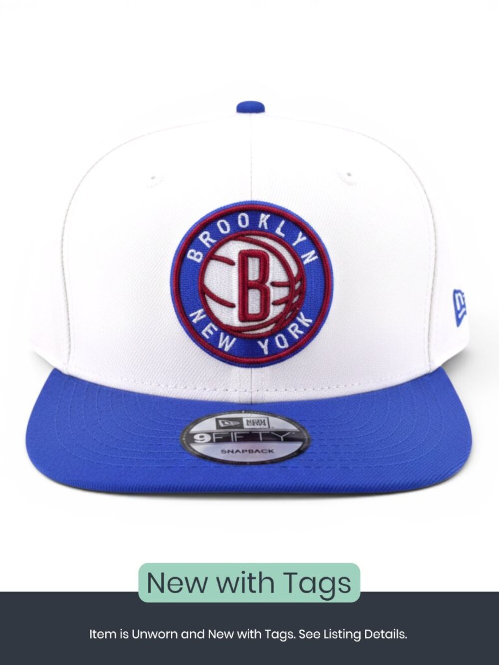 New Era Brooklyn Nets White Blue Snapback Hat